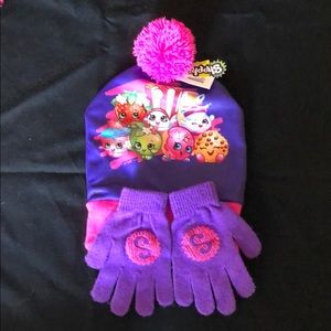 Shopkins Beanie hat and one size all gloves